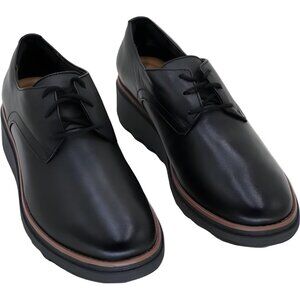 Clarks Sharon Rae Black Lace-Up Wedge Oxford Shoes Women's US 7.5M